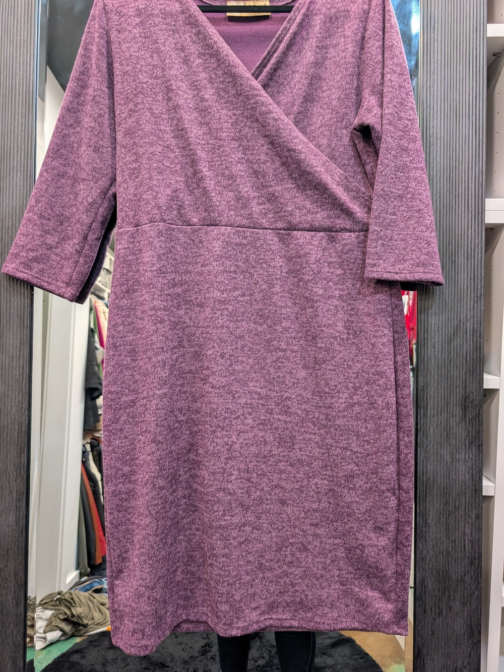 Wrap Front Purple Heather Knit Dress